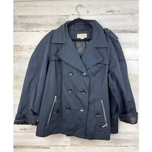 Michael Michael Kors womens plus 1X black Double Breasted Trench Coat Jacket
